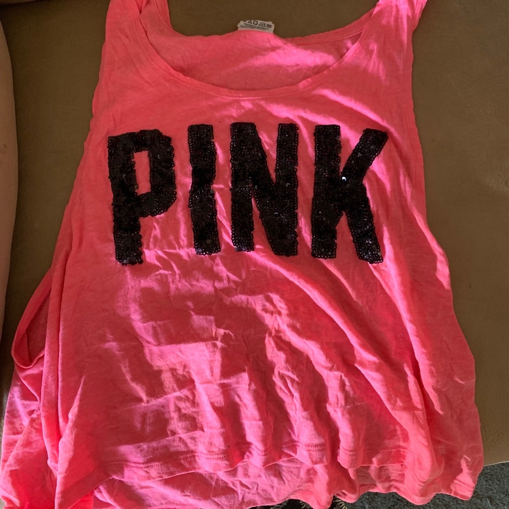 Pink sequence tank top.